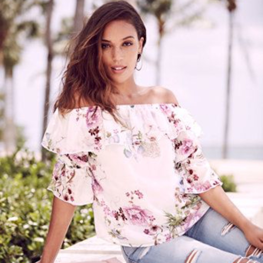 Off shoulder floral blouse